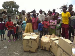Boxes Of Clothes Ready For Distribution
